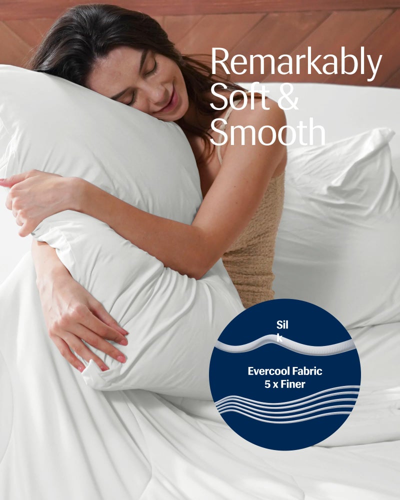 REST Evercool+ Cooling Sheet Set, Queen Size, Arctic White, Breathable Bed Sheets for Hot Sleeper and Night Sweats, with Pillowcases, with Ionic+ Self-Cleaning Silver Yarn for Sensitive Skin, 4PCS - Image 3